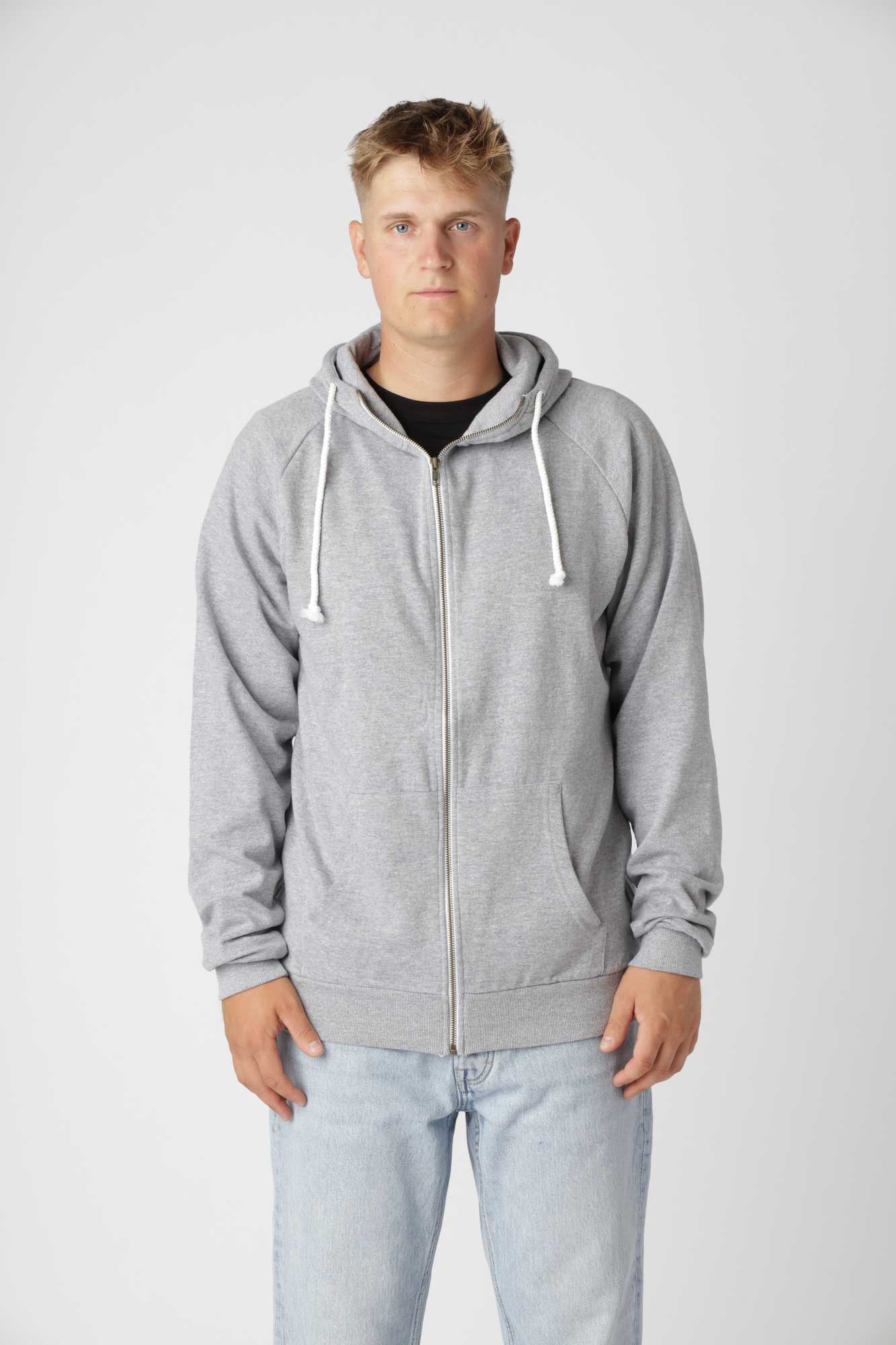 Oxford Grey Basic zip-up hoodie med blød børstet inderside og afslappet pasform.