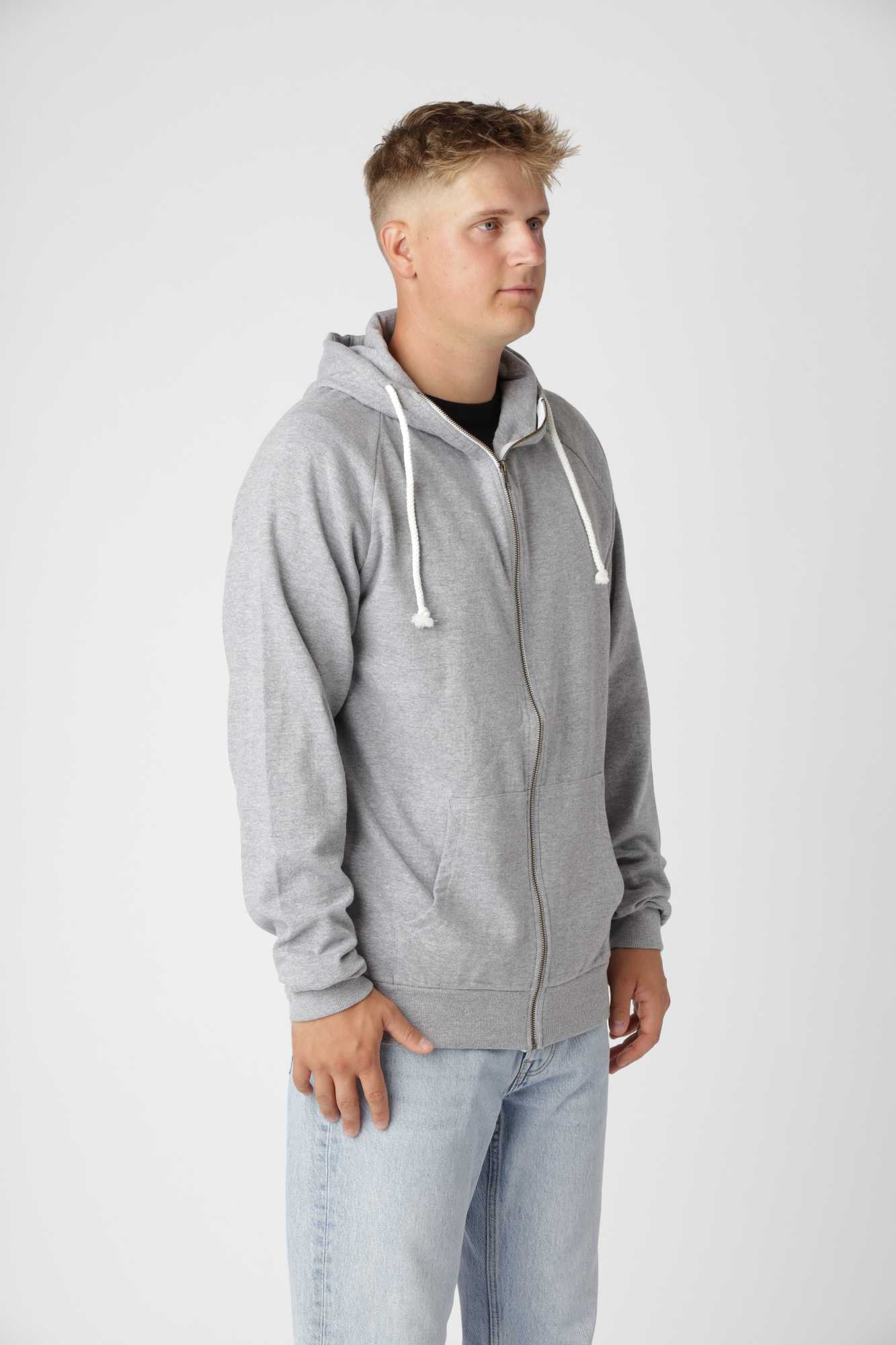 Oxford Grey Basic zip-up hoodie i holdbar bomulds- og polyesterblanding til daglig brug.