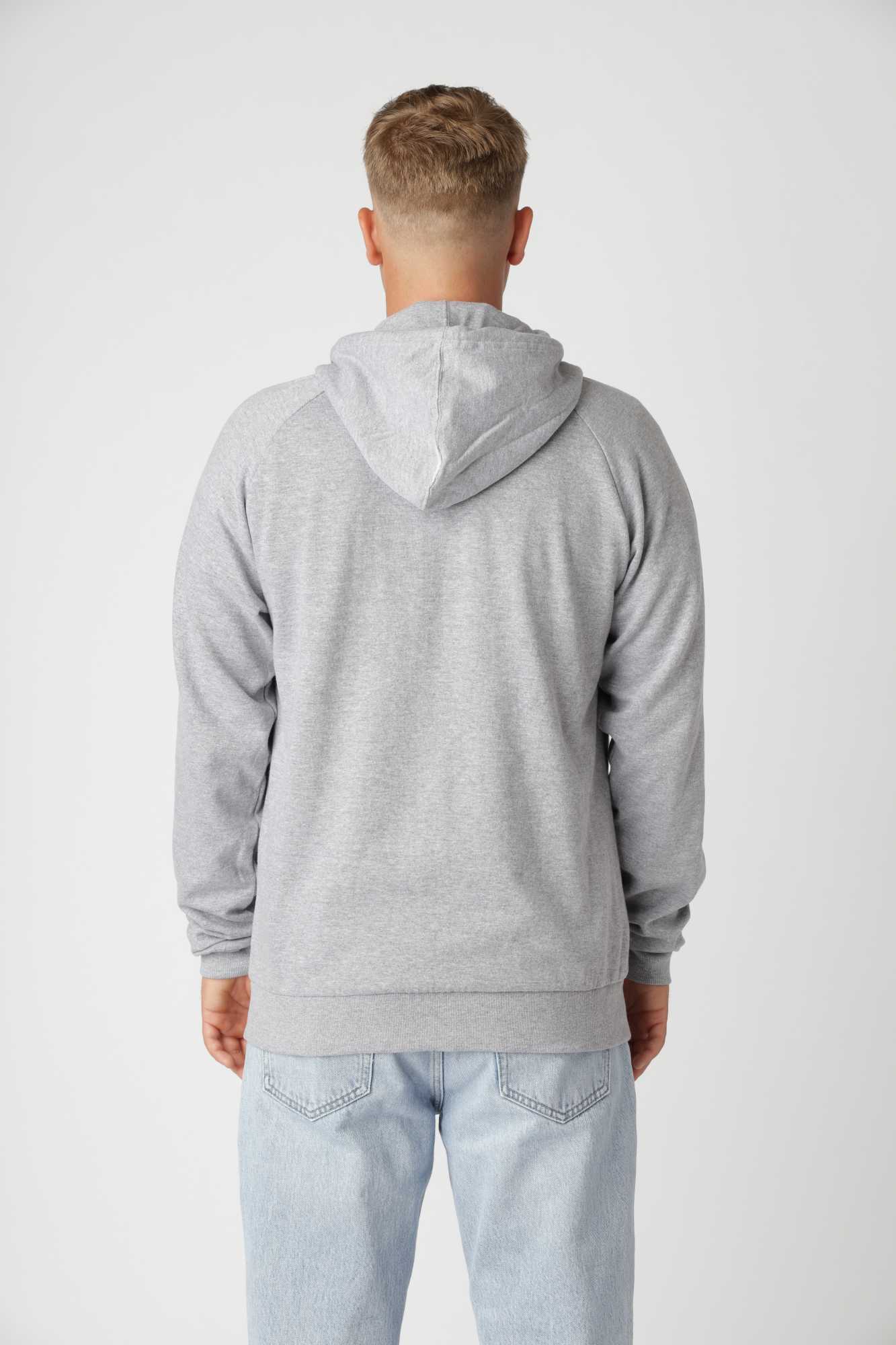 Oxford Grey Basic zip-up hoodie i lys meleret grå, nem at kombinere med garderoben.