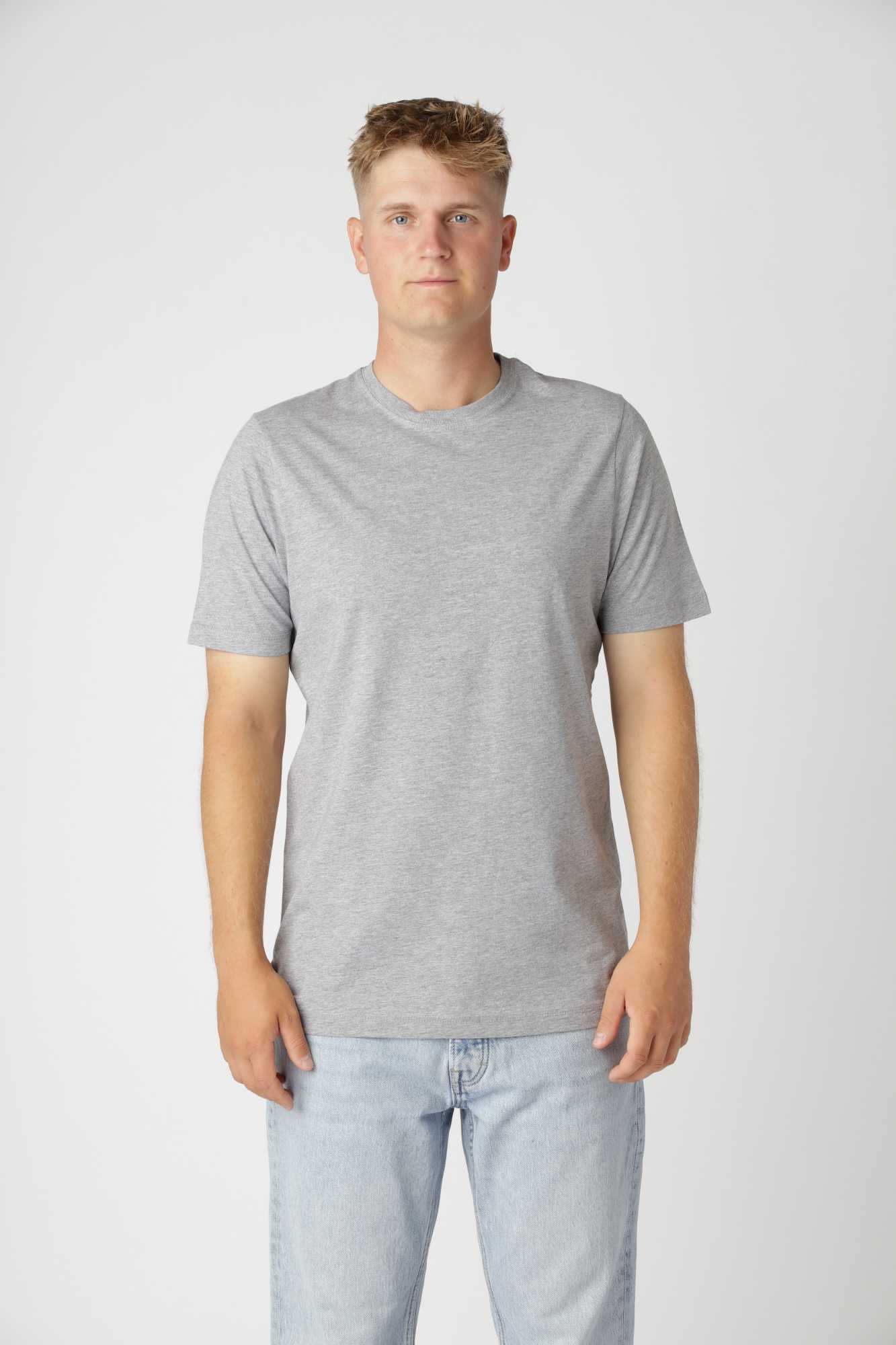 Oxford Grey classic fitted t-shirt i meleret grå bomuld med moderne pasform og rund hals