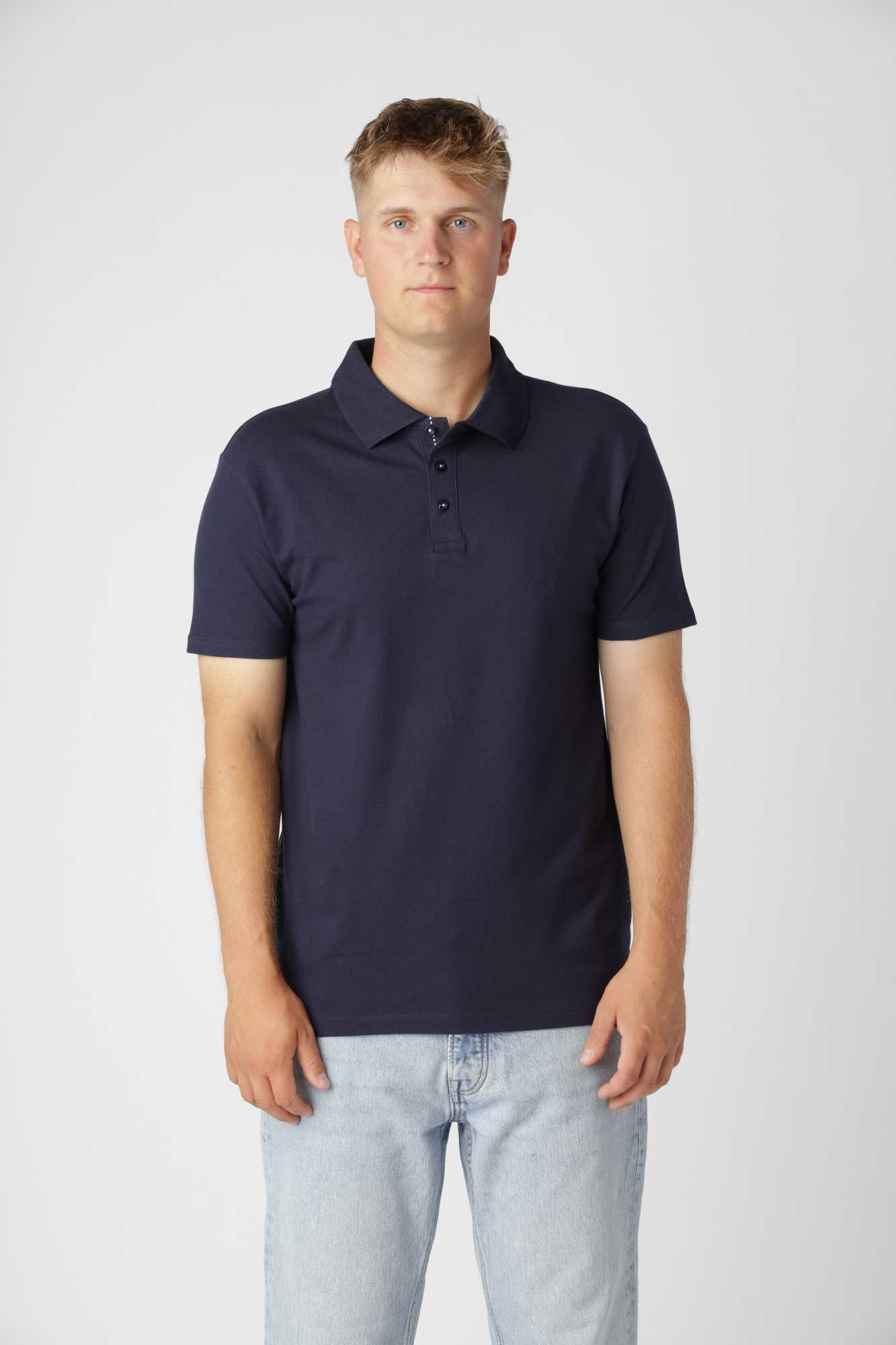 Shape polo i farven navy med tætsiddende fitted snit og strækbart bomuldsstof