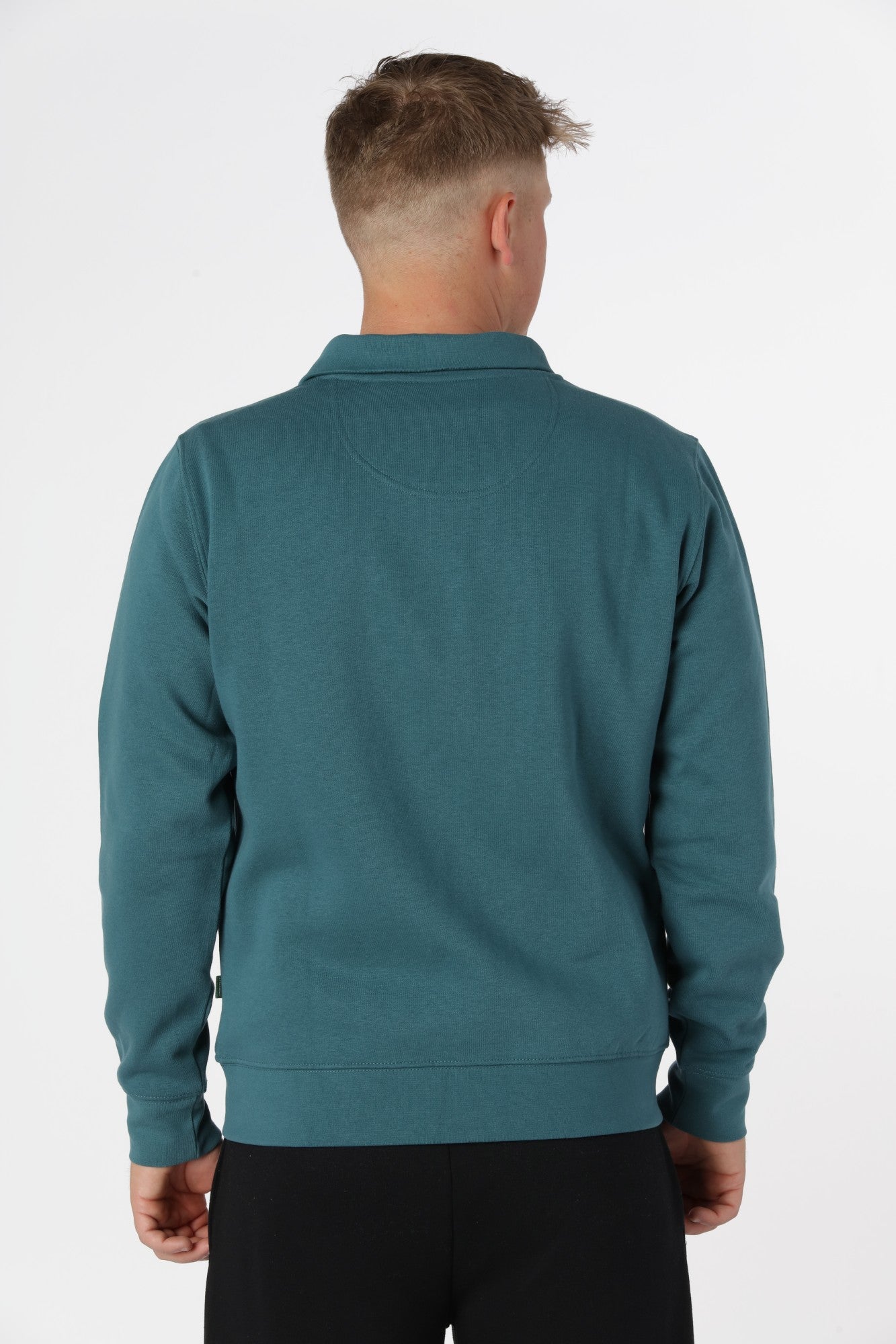 Minimalistisk Kronstadt Zip-up i farven Mediterranea med klassisk krave og skandinavisk design