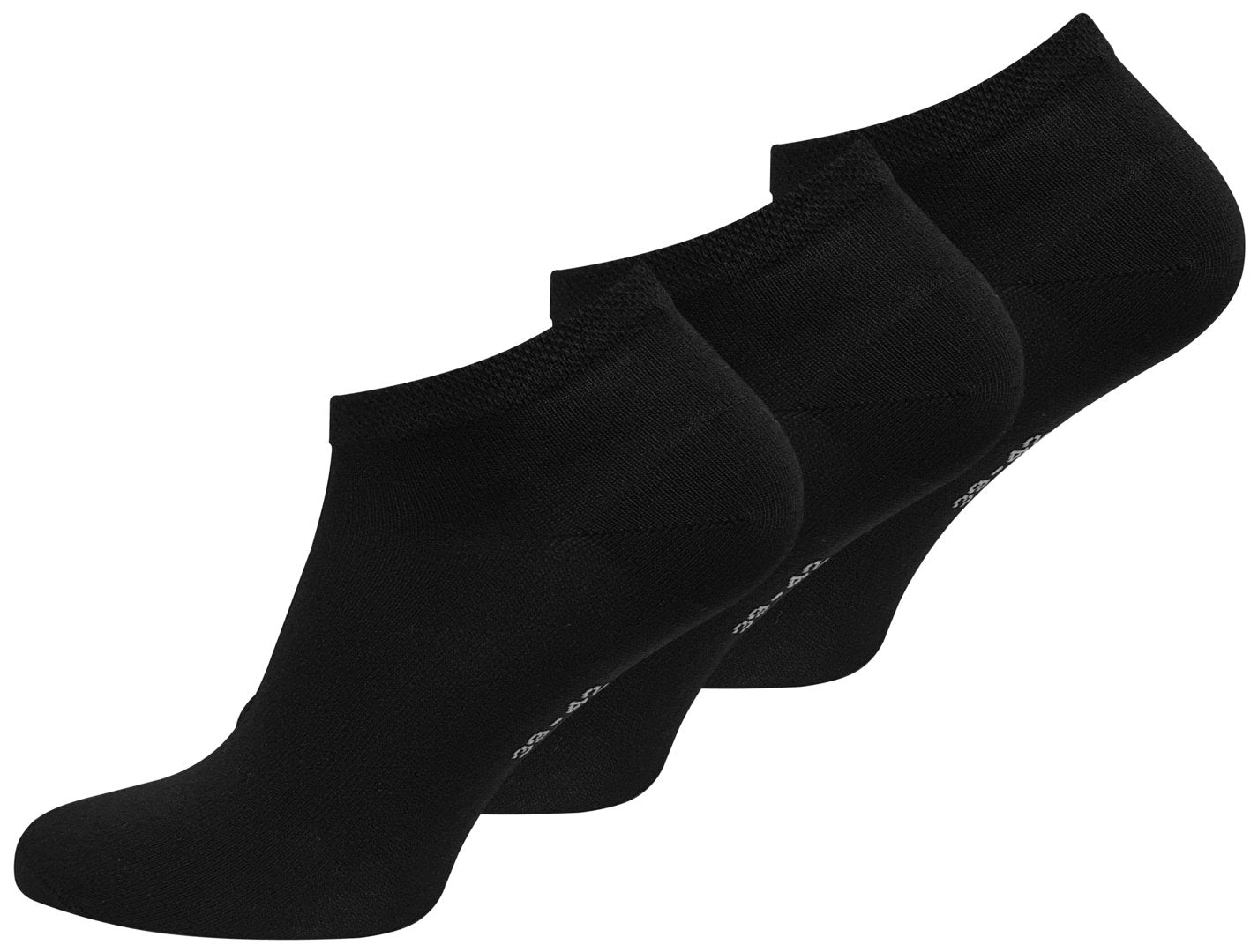 Sorte bambus ankelstrømper med forstærket hæl og tå, der modstår slid og holder formen.