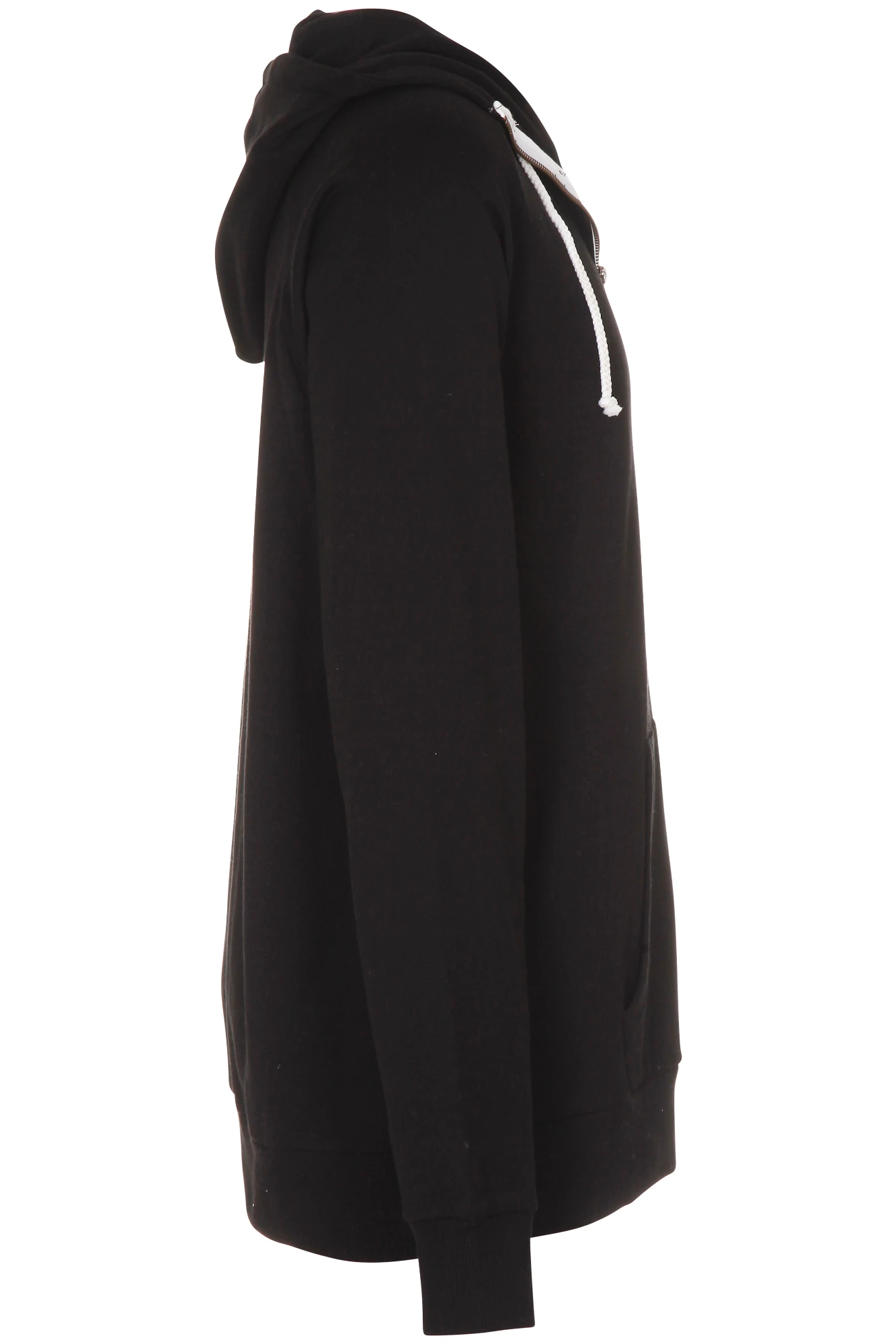 Sort Basic zip-up hoodie med dobbeltlags hætte for ekstra varme og struktur.