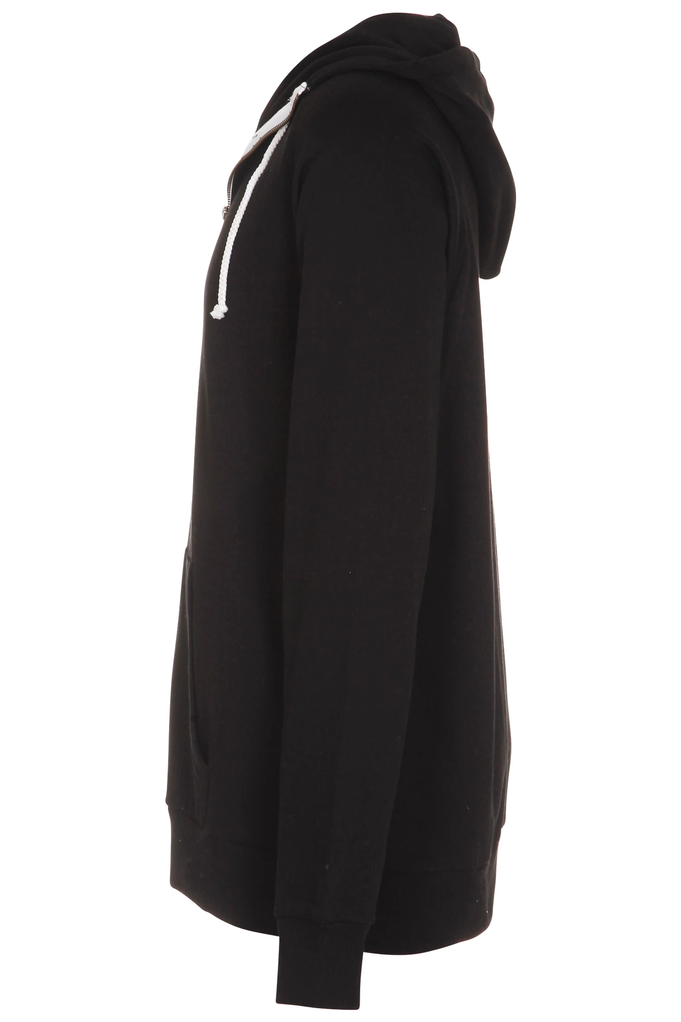 Sort Basic zip-up hoodie med gennemgående metal-lynlås og justerbar hætte.