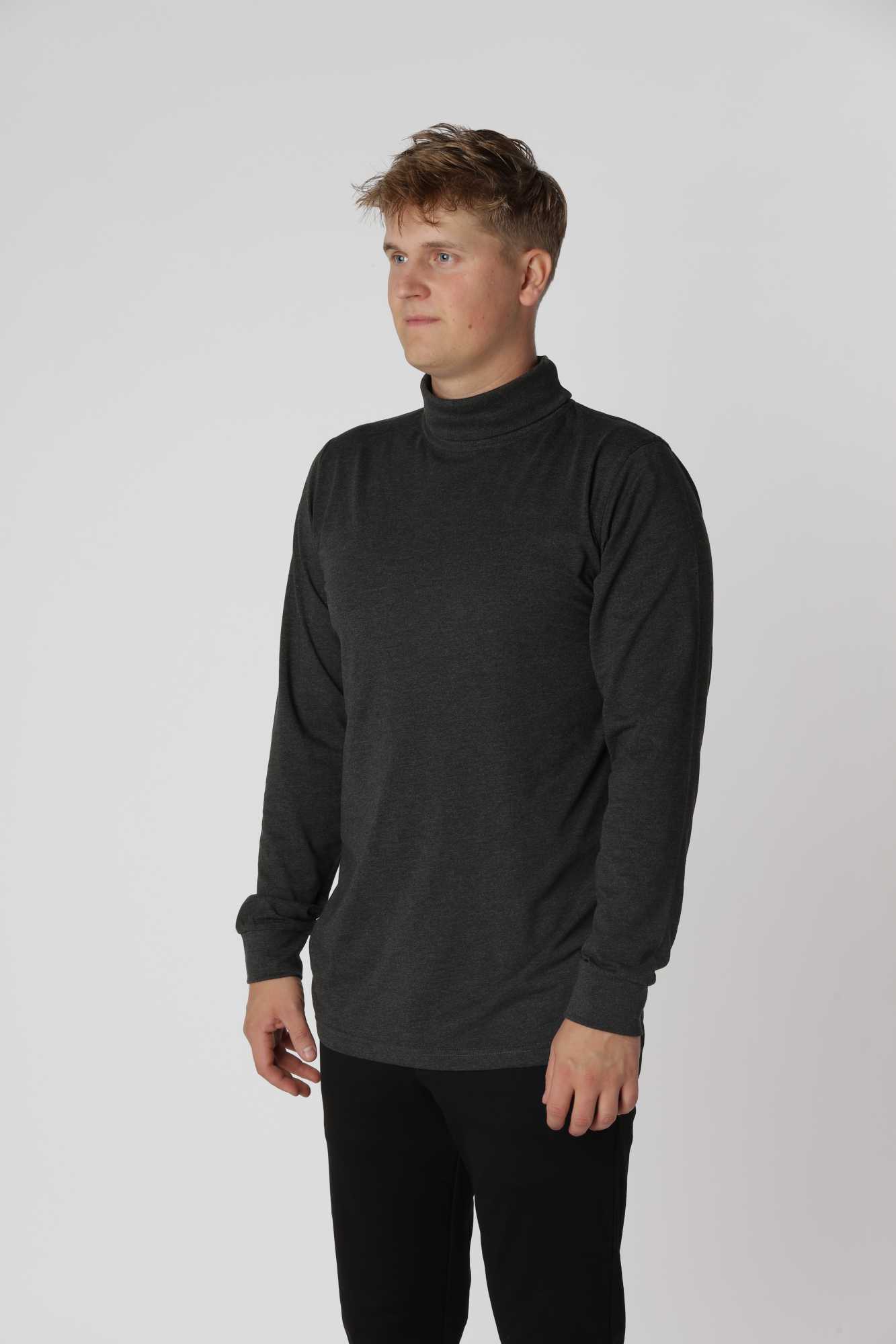 Slidstærk Turtleneck T-shirt i farven Antracit, der holder pasform og farve efter mange vaske.