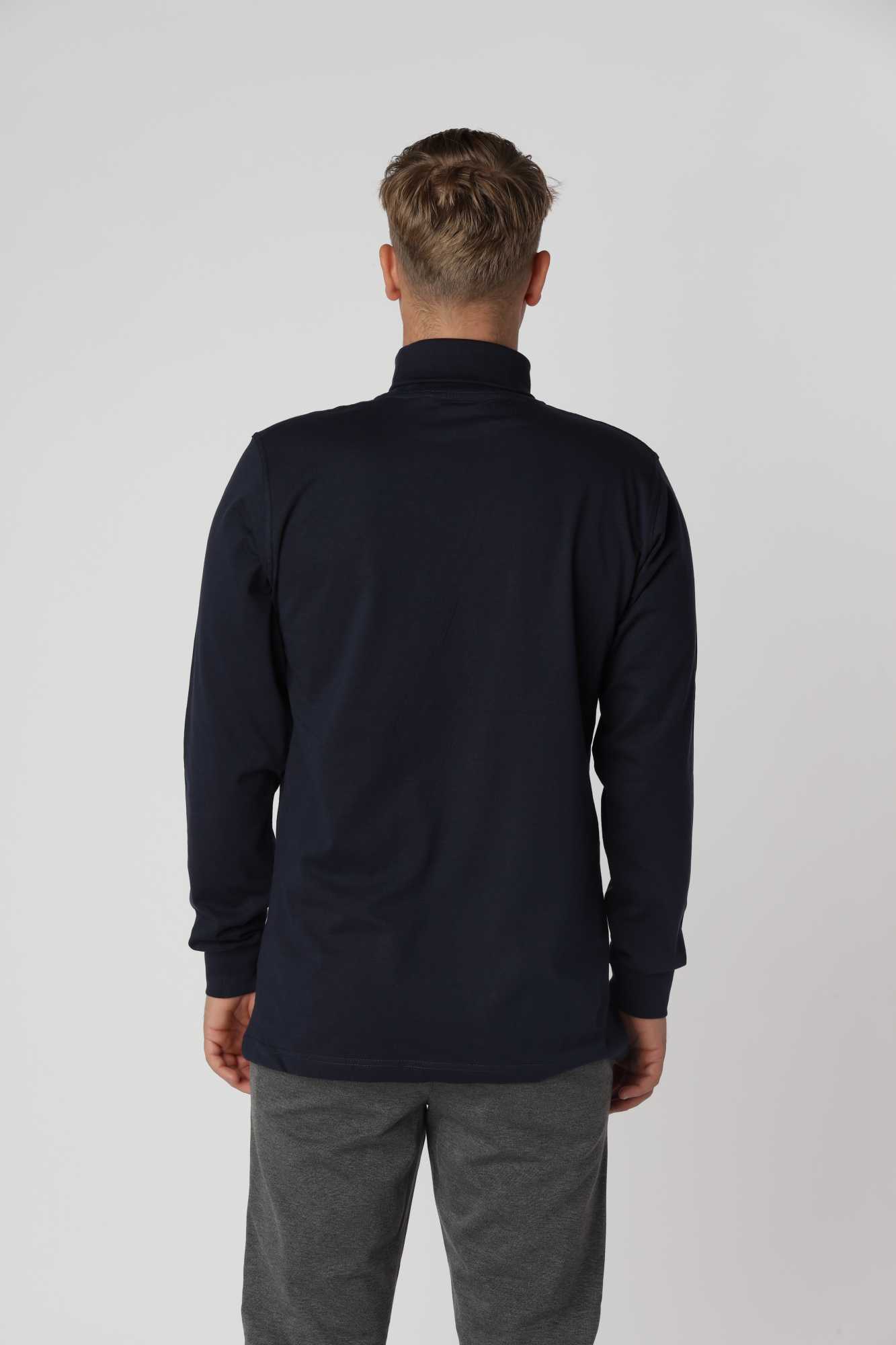 Slidstærk Navy Turtleneck T-shirt, der holder pasform og farve efter mange vaske.