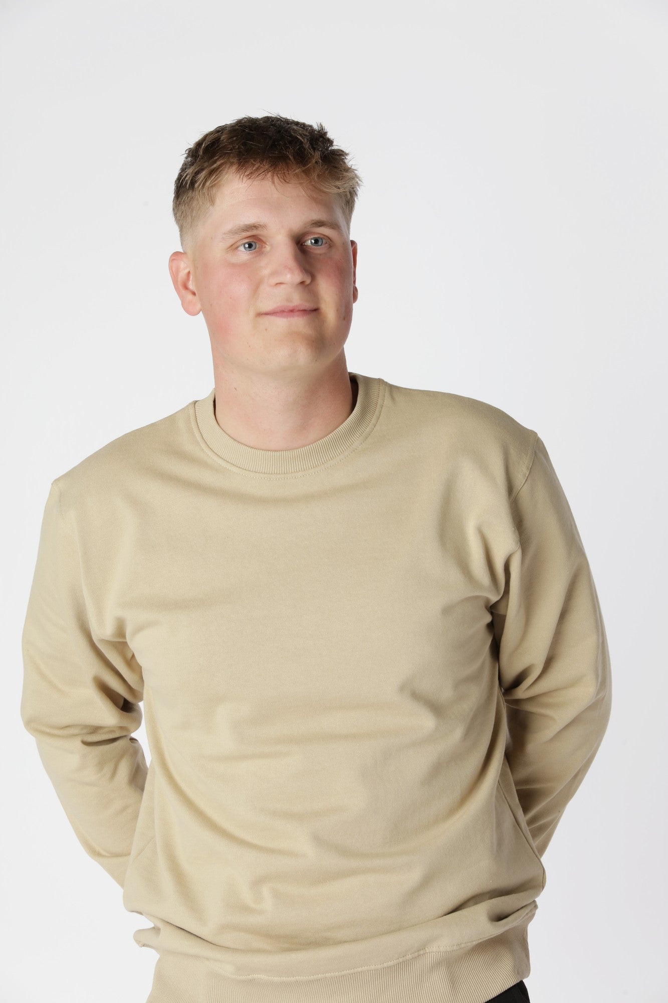 Essential sweatshirt i farven Sand med diskret, stilrent design til hverdagsbrug og weekend