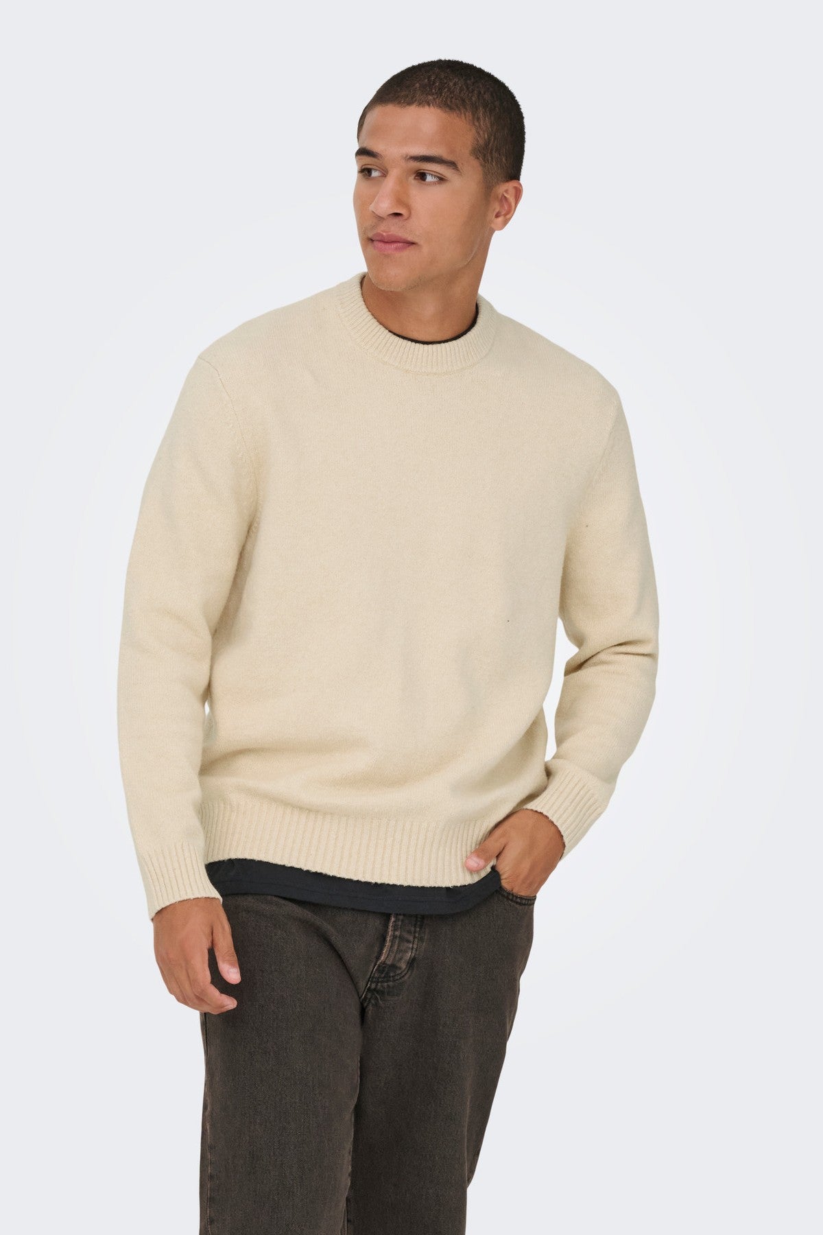 Striktrøje - ONSJAMES, Oatmeal, ONLY & SONS